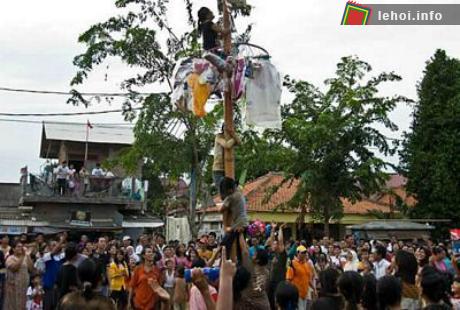 Indonesia: Đặc sắc chùm ảnh lễ hội trèo cây cau bôi mỡ ảnh 1