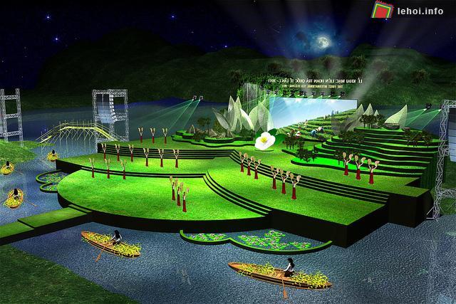 Toàn cảnh sân khấu chính khai mạc và bế mạc Festival trà Thái Nguyên 2011.