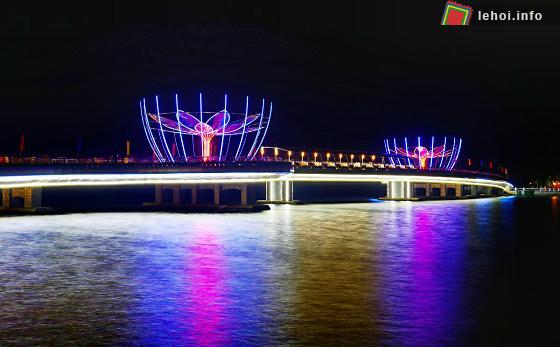 Cầu đi bộ Ninh Kiều vào ban đêm